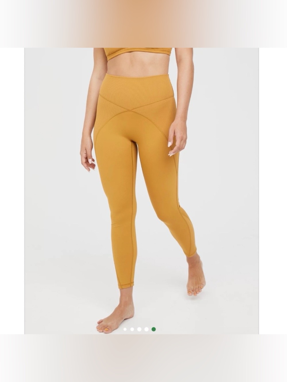Offline Aerie Goals NEW Leggings 7/8 Women’s XS Gold Yellow Ribbed Workout